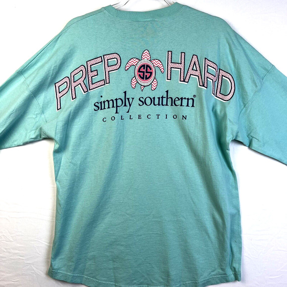 simply southern Shirt Women's Medium Prep Hard Turtle Green Beach Cotton Preppy - Picture 1 of 8